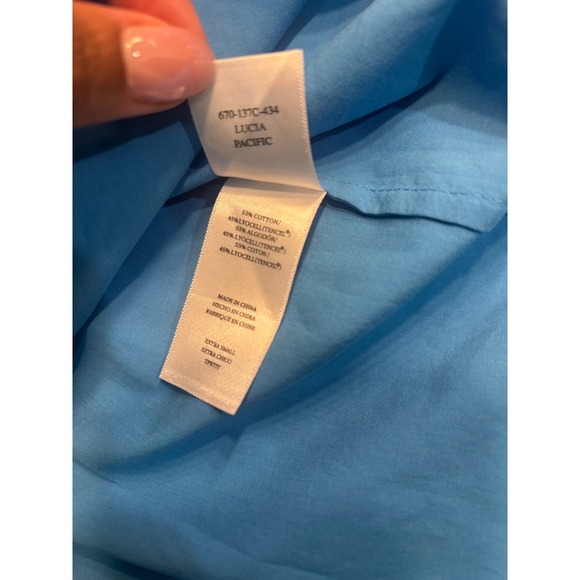 Rails Lucia Dress Pacific Blue V Neck Cap Sleeve Tiered Midi Drawstring Waist XS - Picture 9 of 9